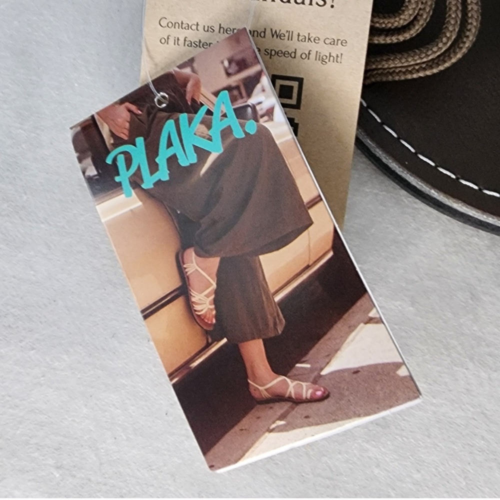 Plaka Braided Thong Sandals Women's Size 9 Brown Teal Ankle Strap - Picture 3 of 4